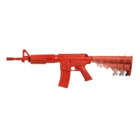 ASP training rifle with adjustable stock and rails, red.